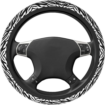 Zebra Steering Wheel Covers Non Slip Neoprene Stripe Pattern Steering Wheel Protector Cover Universal 15 inch for Women Men Car Trucks