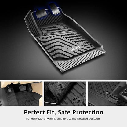 LASFIT Floor Mats for Toyota Highlander 2020-2025 2026 8-seat (Not for Hybrid) All Weather TPE Custom fit Floor Liner for Highlander car mats, Front and Rear 2 Row Mats.