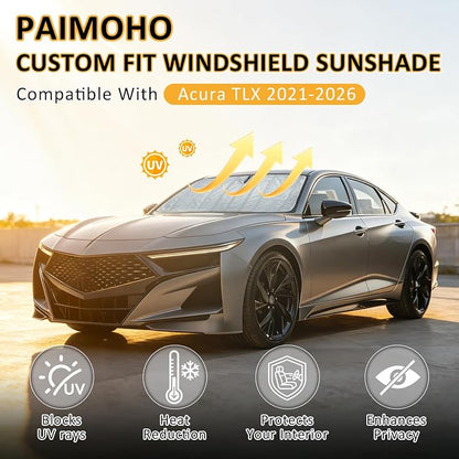 Thickened Windshield Sun Shade for Acura TLX 2021-2026 | Accordion Front Window Sunshade Aluminum Reflective UV Protection Shield, Foldable Sun Visor with Storage Bag Car Accessories