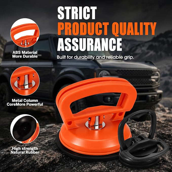 Car Dent Puller,Suction Cup Dent Puller,Dent Remover Tool for Car | 3-Pack Paintless Car Dent Remover Kit for Auto Body & Hail Damage,Glass/Tiles Lifting & Heavy Object Moving (Orange+Black)