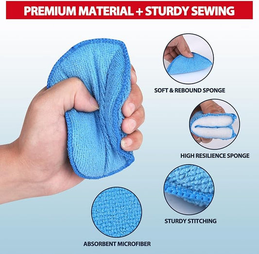 Microfiber Wax Applicator Pads, 5 Inch Round Foam Buffing & Detailing Polishing Pads, Reusable Car Wax Applicator for Car Cleaning, Waxing & Fine Polishing, 12 Pack