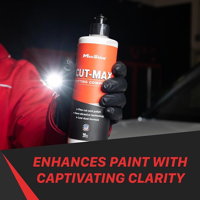 Maxshine 16oz Cut Max Fast-Cutting Compound | Professional Car Paint Correction Polish for Scratch & Heavy Swirl Removal | Buffing & Polishing Compound | Auto Detailing Supplies for Car Care