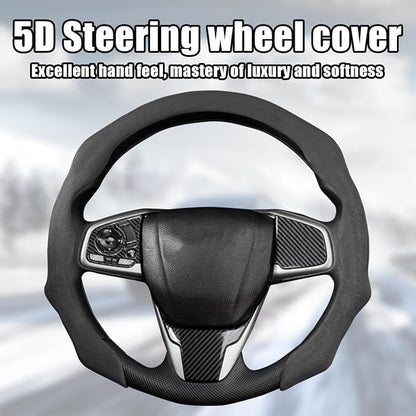 Mandark Car Steering Wheel Cover, Suede Sport Vehicle Steer Wheel Protector Fitting 15 Inch, Non-Slip Comfortable Automotive Interior Decoration Accessories, Universal for Most Cars (Black)