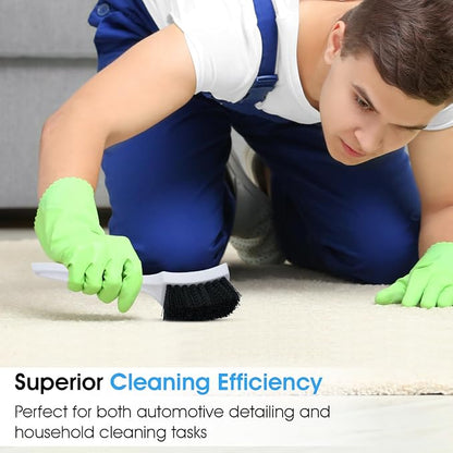 Nanoskin 3-Pack 8.5-Inch Deep Clean Stiff Scrub Brushes for Carpets & Floor Mats, Black Nylon - Pro Automotive Detailing, Home Carpet Scrubber, Easy Grip Handles, High-Performance Cleaning Accessories