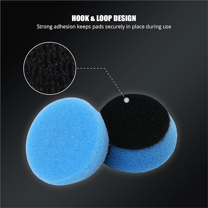 SPTA Blue T60 Mini Moderate-Cut Pad Sets, 5Pcs 1.3inch/32mm Sponge Polishing Buffing Pads, Car Foam Detail Polishing Pad Kit for Car Detail Polishing and Buffing, Small Area Polishing -FPTSS3B