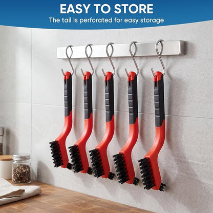 10PCS Nylon Cleaning Brushes for Tight Spaces, Non Scratch Detail Cleaning Brush Set for Window Tracks, Kitchen, Bathroom, Keyboard, Car Detailing & Household Cleaning