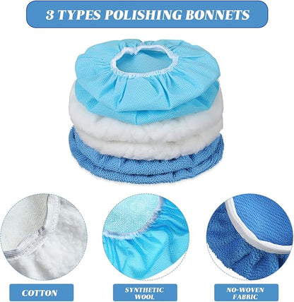 20 Pieces Car Orbital Buffer Polisher Pad Bonnet Microfiber Max Bonnet Polishing Buffing Pad Cover(3-4 Inches)