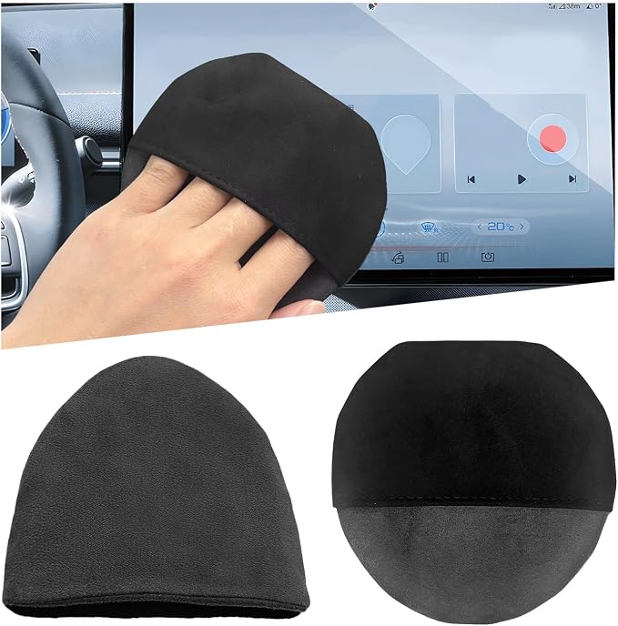 Ohleats 2 PCS Car Screen Cleaner, Microfiber Auto Screen Cleaning Pad, Foldable Touch Screen Cleaner Cloth for Vehicle Dashboard LCD Display, Car Cleaning Kits (Triangle+Round)