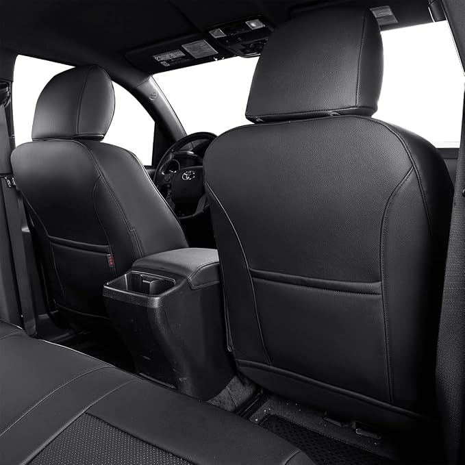 EKR Custom Fit Tacoma Rear Car Seat Covers for Toyota Tacoma (Petrol) 2024 2025 2026 Double cab SR/SR5/TRD Sport/TRD Off-Road/Limited - Second Row Only,Faux Leather(Black)