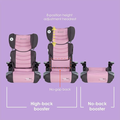Baby Trend Protect 2-in-1 Folding Booster Seat, Dash Rose – Fold-Flat Travel-Ready Design, Lightweight Build, Belt-Positioning Comfort