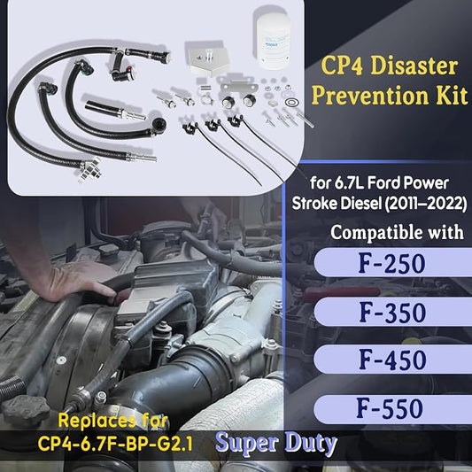 CP4 Disaster Prevention Bypass Kit – Compatible with 2011–2022 Ford F-250, F-350, F-450, F-550 6.7L Powerstroke Diesel – Gen 2.1, Replacement for CP4-6.7F-BP-G2.1