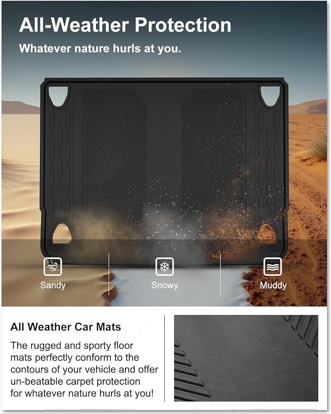 KIWI MASTER Cargo Mat for 2021-2026 Ford Bronco 4-Door, OEM Replacement M2DZ-58047A74-BA, Custom Fit All Weather Rear Cargo Liner, Heavy Duty TPE Tray Trunk Mat, Black