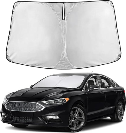 EcoNour Windshield Sunshade Compatible for Ford Fusion 2013-2019 2020 2021, Sun Visor for Front Windshield & Window Sun Shade Cover, UV Heat Blocker & Protector, Car Accessories