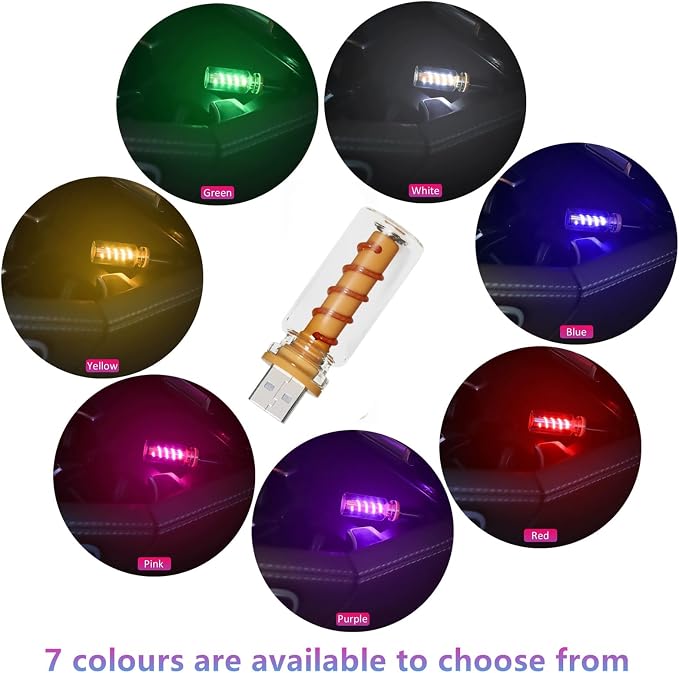 Touch Control Car Atmosphere Light, USB Lights Portable Mini Glass Bottle LED Bulb Night Lights, USE for Vehicle Bedroom Camping Decoration - Pink