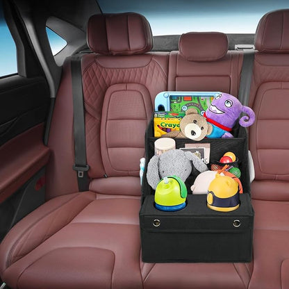 MULISOFT Car Seat Organizer- Backseat Car Organizer with 11 Storages Compartments and 2 Cup Holders, Organizers and Storage, Front Seat for Travel Kids,Black