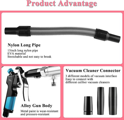 GOCCIDA 2in1 Car Interior Detailing Air Blow Gun & vacunm Gun,Multi-Purpose Cleaning Gun Detachable Sprinkler Head for Automotive Detailing, Carpet, Upholstery, Surface Cleaning