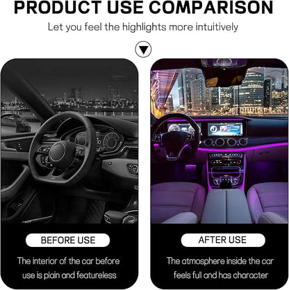 Car LED Strip Light, 12V 24 LED Interior Atmosphere Lights Under Dash Ambient Night Light, Auto Interior Decorative Lamp with Cigarette Adapter Plug (Pink Purple, Cigarette Lighter)