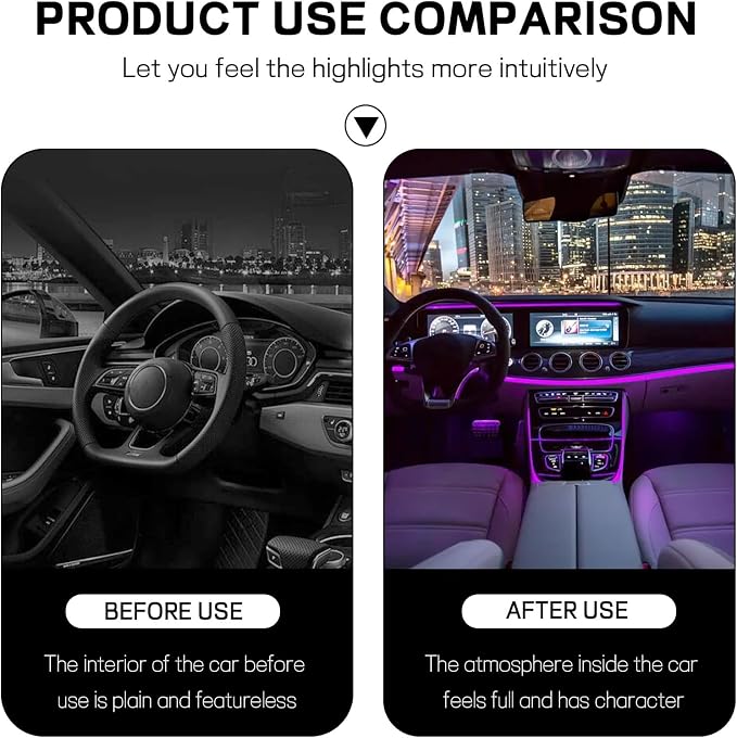 Car LED Strip Light, 12V 48 LED Interior Atmosphere Lights Under Dash Ambient Night Light, Auto Interior Decorative Lamp with Cigarette Adapter Plug (Pink Purple, Cigarette Lighter)