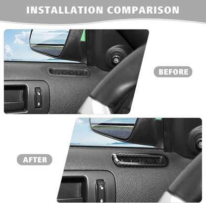 Jimen Compatible with Ford Mustang 2010-2014, Car Interior Door Side AC Vent Outlet Cover Trim (Carbon Fiber)