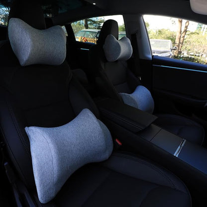 Lumbar Support Pillow for Car, Car Neck Pillow Kit for Pain Relief with Adjustable Strap, Car Headrest Pillow Ergonomic Design for Comfort