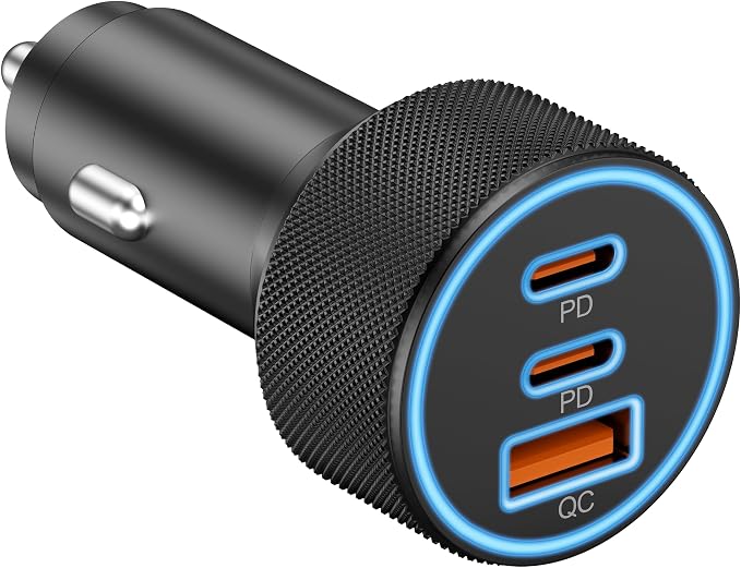 Car Charger USB C, 3-Port 67W Dual USB-C & USB-A Car Phone Charger Accessories Power Adapter Fast Charging Cigarette Lighter for iPhone 17/16/15/14/13/12/11 Pro Max, iPad, Galaxy S26/S25/S24, Android