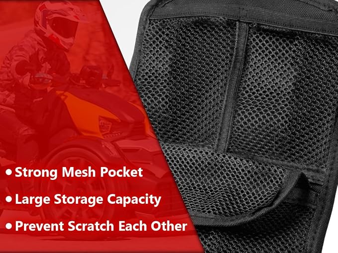 3 Mesh Pockets Front Trunk Lid Organizer Frunk Tool Storage Bag For Can Am Ryker 600 900 Sport Rally Edition 2019-2025 Accessories (Black Style)