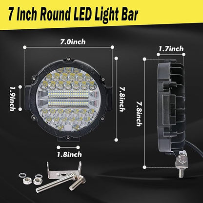 7 Inch Round LED Offroad Light Pod 201W 15000LM Off Road Driving Work Light Pod Flood Beam Pod Lights for Pickup Trucks SUV ATV UTV Tractor, 10PCS