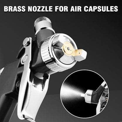 Mini HVLP Air Spray Gun Kit, with 0.8mm & 1.0mm Nozzles&125cc Cup, Small Automotive Paint Sprayer, Paint Guns Touch Up Detail Spot Repair, for House Painting, Furniture, Cars