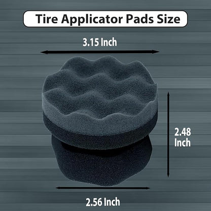 Tire Shine Applicator Pads, 2 Pcs Tire Dressing Applicator, Reusable Tire Shine Sponge Wave Contoured for Car Detailing, 3.15inch