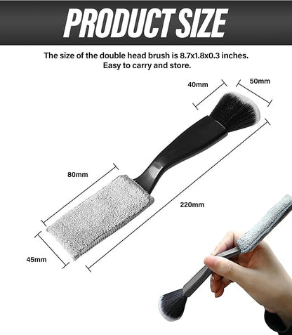 Universal 2 in 1 Duster for Car Clean,Car Bursh Tool,Double Head Brush,Auto Interior Detailing Brush,Soft Car Interior Detailing Brush Dust Brush (Black)