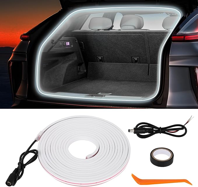 HOLDCY Car LED Strip Lights - Trunk Cargo Ambient Lighting, White 6000K, 177.16 inches Flexible Cuttable LED Light Strip, Easy Install, Waterproof, Universal Fit for Car Trunks, SUVs, and Vans