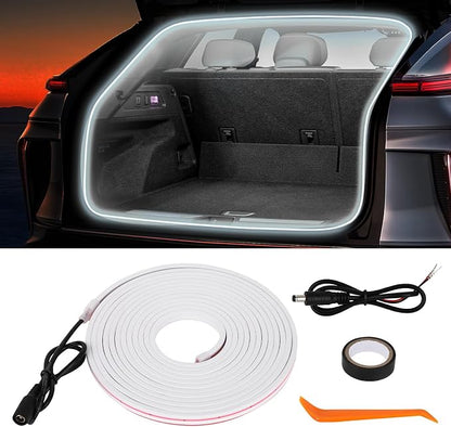 HOLDCY Car LED Strip Lights - Trunk Cargo Ambient Lighting, White 6000K, 118.11 inches Flexible Cuttable LED Light Strip, Easy Install, Waterproof, Universal Fit for Car Trunks, SUVs, and Vans