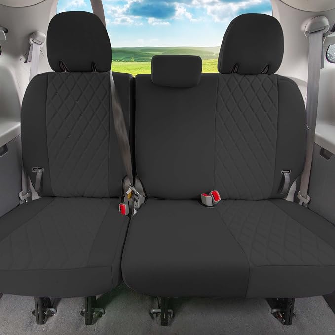 FH Group Custom Fit Car Seat Covers Specifically Made for 2011-2020 Toyota Sienna 7-8 Seater with Ultraflex Neoprene Water Resistant Automotive Seat Covers - 3rd Row Black