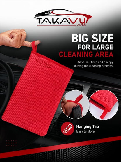 TAKAVU Auto Detailing Clay Mitt 1 Pack 9.7x6.3 inches, Magic Clay Bar Mitt Premium Mesh and Microfiber for Remove Dirts Mud Grime, Car Cleaning Detail Glass Wheel Windshield (Red)