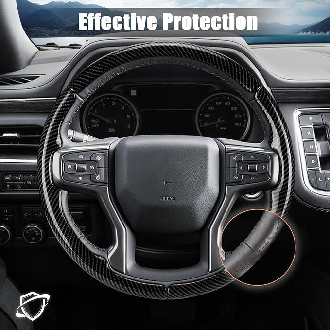 Aimato Customized Steering Wheel Cover for Chevy Silverado 1500 2019-2026/2500 3500 2020-2026/Blazer 2019-2025/Suburban Tahoe 2021-2024,Thin,Anti-Slip,Scratch-Resistant Car Accessory for Chevrolet