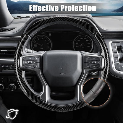 Aimato Customized Steering Wheel Cover for Chevy Silverado 1500 2019-2026/2500 3500 2020-2026/Blazer 2019-2025/Suburban Tahoe 2021-2024,Thin,Anti-Slip,Scratch-Resistant Car Accessory for Chevrolet