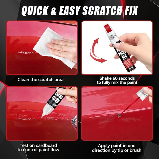 Touch Up Paint for Cars (Red Multi-Coat PPMR), Compatible with Tesla Model Y/3/X/S, 0.4 fl oz Color Accurate 2-in-1 Car Paint Scratch Repair Pen, Easy to Use, Fast-Drying, Long-Lasting