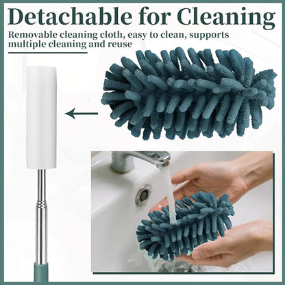 2 PCS Car Interior Duster with Extension Pole, Microfiber Car Dusters with Bendable Head, Cars Duster Exterior&Interior Scratch Free, for Cleaning of Vehicle Details, Offices, Window(Nude Blue)