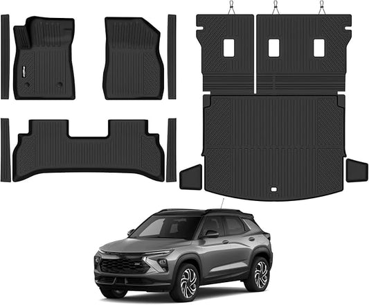 Floor Mats for 2021-2026 Chevrolet Trailblazer FWD(Only Fit Cargo in Upper Deck Position), Trunk Mat & Backrest Mat & Door Sill Guard All Weather TPE Protector for Trailblazer Accessories