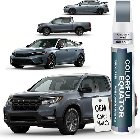Car Touch up Paint(NH-877P Sonic Gray Pearl) Compatible with Honda, Car Paint Pen Scratch Repair Two-In-One Touch Up Paint, Premium Car Scratch Remover for Deep Scratches