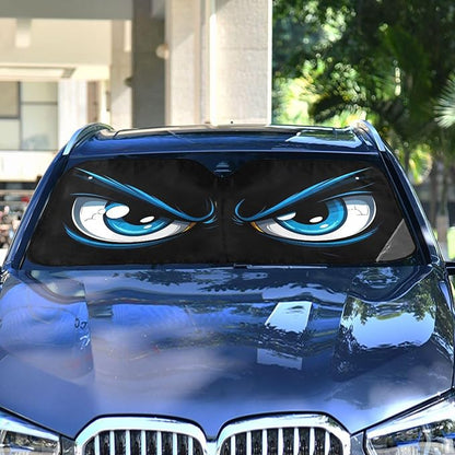 Evil Blue Eyes Windshield Sun Shade for Car Auto SUV Truck Foldable Front Window Sunshade Sun Visor Protector Block UV Rays Reflect Heat, 55" x 28"