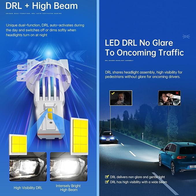 LED Headlight Bulbs Fit for 2012-2018 Volkswagen Golf Passat GTI Tiguan 90W 9000LM 6000K Car Specific Adapters DRL Lights Plug and Play High Beam Headlamp Driving Lights Fog Lights