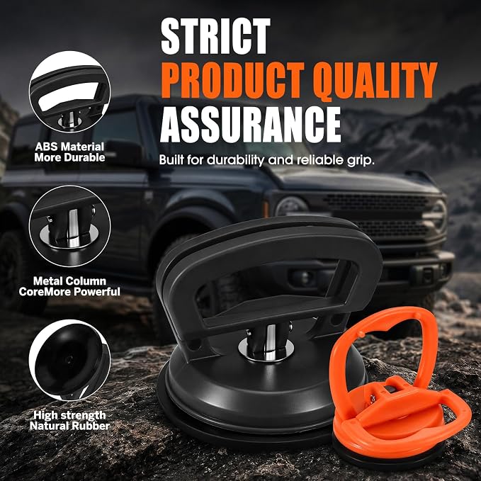 3 Pack Suction Cup Dent Puller,Car Dent Removal,Dent Repair Kit | Paintless Car Dent Puller,With Strong Pulling Power for Car Body & Hail Damage, Object Moving and Glass Lifting(Black+Orange)