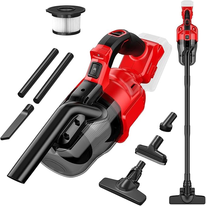 Cordless Handheld Vacuum for Milwaukee 18V Battery, 5 in 1 Vacuum Cleaner 50CFM 125AW Shop Vac with 500W Brushless Motor Max 18000r/Min, HEPA Filter, for Home Car Hardwood Floor Carpet (No Battery)