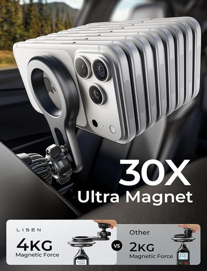 LISEN for MagSafe Car Mount, Magnetic Phone Holder for Car Vent Phone Mount, Air Vent Hands Free Phone Mount, Super Magnetic Phone Mount, Gifts Car Phone Holder Magnetic for iPhone 17 Pro Max 16 15