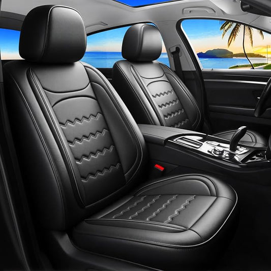 Cruze Car Seat Covers Fit for Chevrolet/Chevy Cruze 2011-2018 2019, Full Coverage Leather Waterproof Breathable Seat Covers, Automotive Seat Protectors, Airbag Compatible, (Full Set, Black)