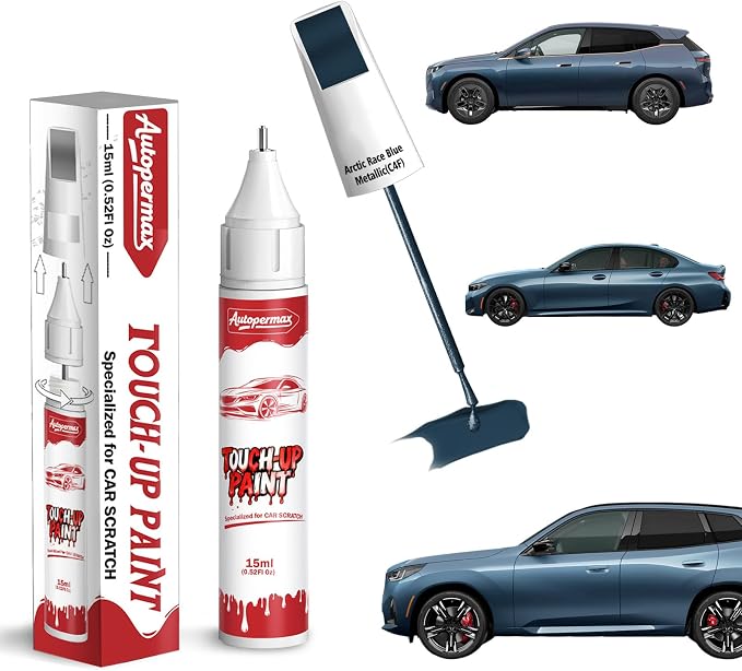 C4F Arctic Race Blue Metallic Car Touch Up Paint for BMW, Color Accurate Two-In-One Car Paint Scratch Repair Pen, Professional Scratch Remover for Vehicles Chips and Nicks Scuff