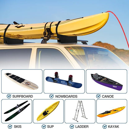 12 Inch Kayak Canoe Roof Carrier Foam Blocks Kit with Straps, Universal Car Top Carrier Pads for Kayak Canoe Surfboard Transport, Soft High Density Foam Roof Rack Replacement
