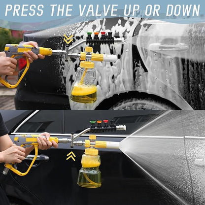 Dual Connector Pressure Washer Wand for Foam Cannon, Dual-Connector Lance Accessory with 5 Pressure Washer Spray Nozzles, 4000 PSI