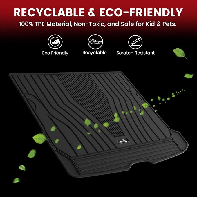 LASFIT Cargo Mat for Mercedes Benz GLC SUV 2026 2025 2024 2023 300/43 AMG (Not Fit Coupe & PHEV), All Weather TPE Non-Slip Cargo Liner Custom Fit GLC 2023-2026 Trunk Mat, Black